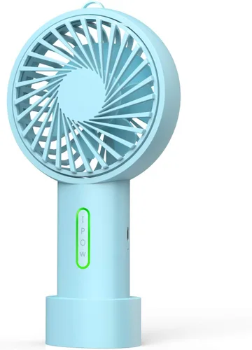 Miniatura 7 de IPOW Mini ventilador de mano portátil personal de 3 velocidades ángulo ajustable base extraíble cordón de recarga USB funciona con pilas, ventilador