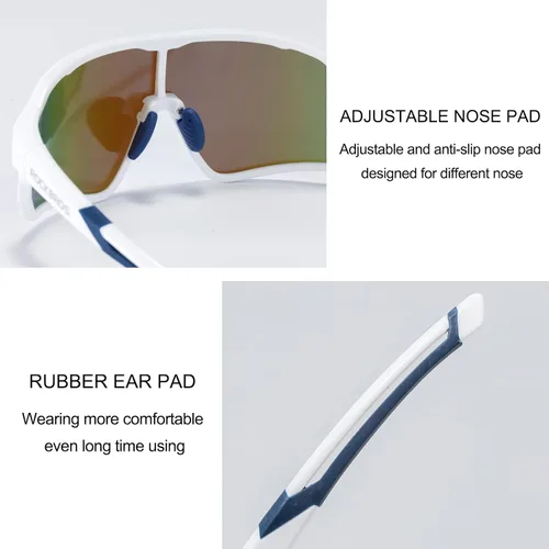Miniatura 6 de ROCKBROS - Lentes de sol de ciclismo para mujeres y hombres, polarizados, con protección ultravioleta Blanco azul