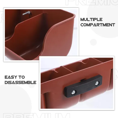 Miniatura 3 de DOITOOL Comedero de cabra para granos, alimentador de valla de plástico para cerdos, canal de alimentación de montaje de 4 compartimentos