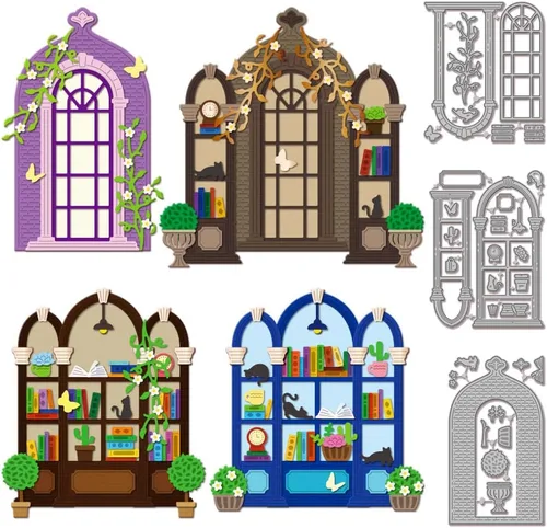 Miniatura 10 de GLOBLELAND Troqueles de corte de ventana para hacer tarjetas, marco de ventana, troqueles para bricolaje, álbumes de recortes, diario, papel