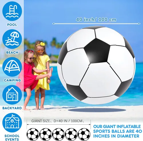 Miniatura 2 de Lewtemi Pelotas deportivas inflables gigantes grandes, pelota de playa, béisbol, fútbol, arco iris, baloncesto, fútbol para deportes, fiestas