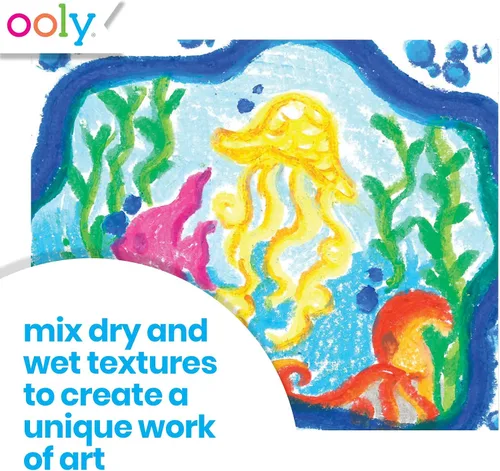 Miniatura 6 de Ooly Smooth Stix - Crayones de gel para niños y adultos con pincel, juego de 6 colores arcoíris de acuarela para vidrio y papel con estuche, juego
