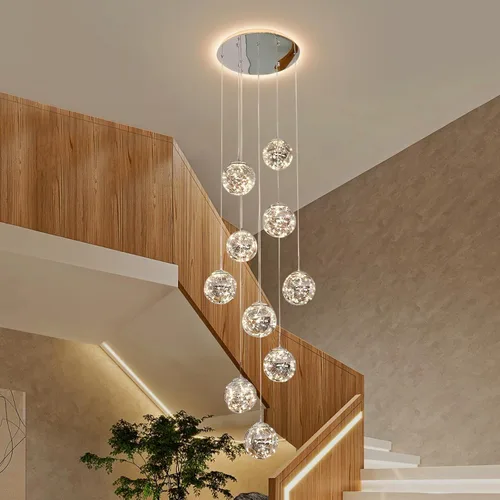 Miniatura 18 de Lámparas Colgantes Candelabros de Cristal Modernos Luminaria Colgante para Isla de Cocina Lámpara Colgante de Esfera, Candelabro Ajustable