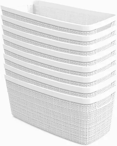Miniatura 20 de Curver Juego de 6 cestas decorativas de plástico de yute mediano de 12 litros, para organización y almacenamiento, contenedores perfectos para Negro