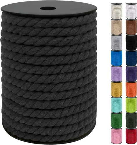 Miniatura 60 de JeogYong Cordón de macramé de 8mm, cuerda de lana de macramé de algodón natural de 131 pies, cordón de algodón trenzado de 3 hebras, hilo de macramé