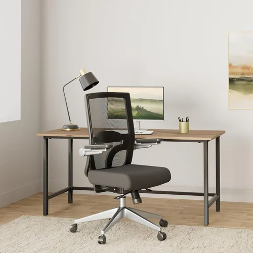 Miniatura 2 de Space Seating Serie 867 Silla de gerente ajustable con respaldo de malla transpirable, soporte lumbar y brazos abatibles acolchados, asiento de tela