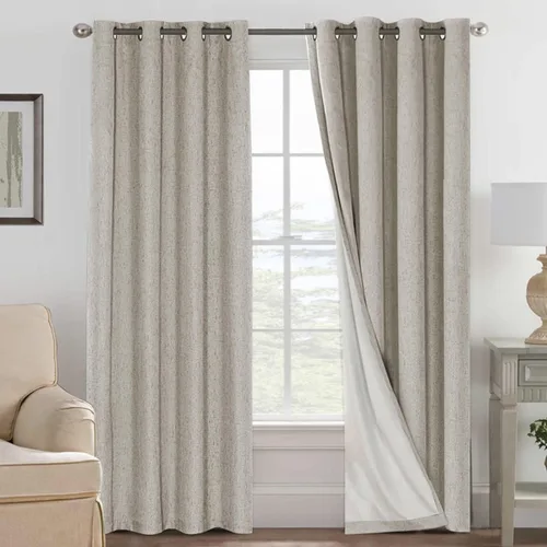 Miniatura 81 de H.VERSAILTEX Cortinas opacas de lino de 72 pulgadas de largo, 100% absolutamente opacas, con aislamiento térmico, con textura de lino, cortinas