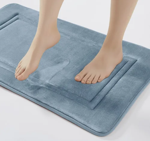 Miniatura 3 de Truly Calm - Juego de 2 alfombrillas de espuma viscoelástica de poliéster azul de 2 piezas de 20 x 32 pulgadas, sólido para hombres y mujeres