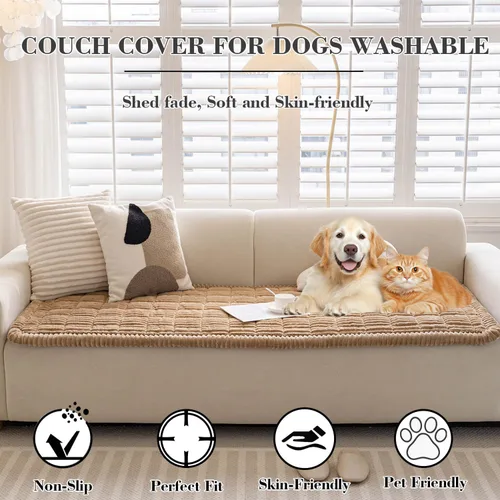Miniatura 2 de Funda de sofá para perros, lavable, antideslizante, para proteger los muebles (Z-Camel, 27.6 x 59 pulgadas/27.6 x 59.1 in)