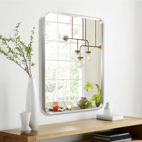 Miniatura 31 de NicBex Espejo de tocador de baño de 32 x 22 pulgadas, espejo de pared con marco de aleación para tocador de baño, dormitorio, pasillo y decoración