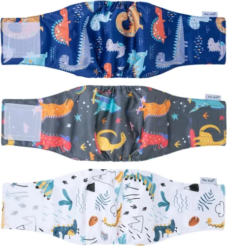 Miniatura 9 de Pet Soft Bandas para el vientre para perros – 3 paquetes de pañales reutilizables para perros machos, envolturas de pañales para perros machos