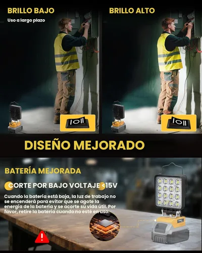 Miniatura 4 de Ecarke Luz de trabajo LED inalámbrica de 20 V compatible con baterías DeWALT: linterna de 70 W 7000LM con protección de bajo voltaje, luz de 112W