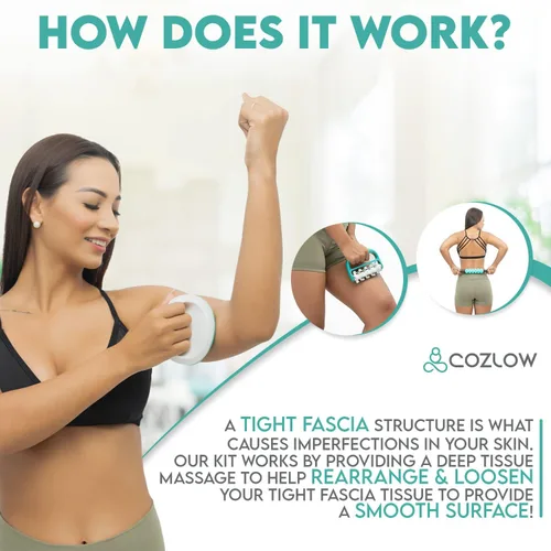 Miniatura 4 de COZLOW Kit de rodillos de fascia 3 en 1, ayuda a reducir la apariencia de la celulitis, ayuda a aumentar la circulación y reafirma la piel