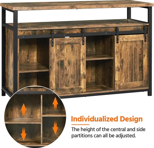 Miniatura 6 de Topeakmart Soporte de TV de granja para TV de 55 pulgadas, centro de entretenimiento alto con puertas corredizas de granero y armarios