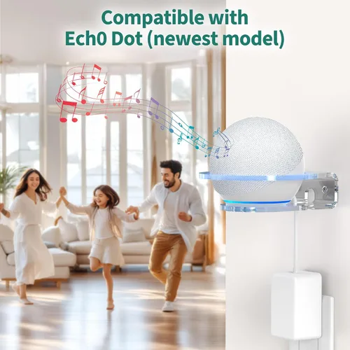 Miniatura 7 de PlusAcc Soporte de pared para Dot Max y Dot 5, estante transparente resistente para Homepod Mini, soporte de soporte de ahorro de espacio, gestión