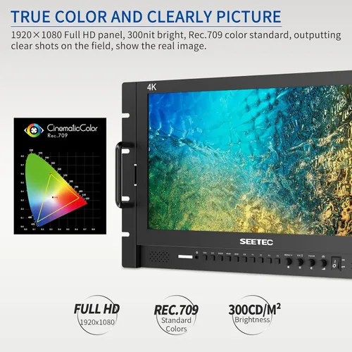 Miniatura 2 de P173-9HSD-RM 17.3 "7RU Monitor de Director LCD de Transmisión de Montaje en Rack con 3G SDI HDMI YPbPr Entrada y Salida Full HD 1920 × 1080