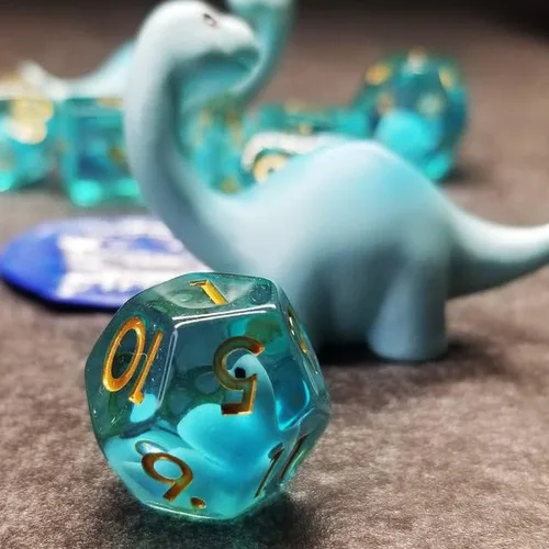 Miniatura 4 de Sage's Portal Juego de dados DND de resina para familiares de dinosaurios y reptiles, juego de dados poliédricos para Dungeons and Dragons RPG