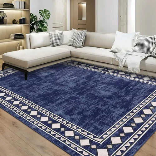 Miniatura 13 de WESTLOOM Alfombra de pasillo de 2 x 6 pies, lavable, moderna, con bordes, antideslizante, resistente a las manchas, borde geométrico, alfombra