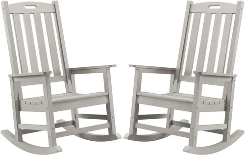 Miniatura 25 de Psilvam Mecedora de gran tamaño para exteriores, con asiento de 21 pulgadas de ancho y respaldo de 32 pulgadas de alto, premontada con la mayoría
