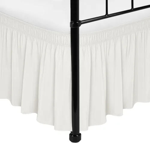 Miniatura 15 de Biscaynebay Faldas de cama envolventes con esquinas divididas para camas Twin/Twin XL de 15 pulgadas de caída, volantes de polvo elásticos Negro