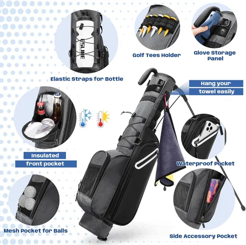 Miniatura 3 de GOBUROS Golf Stand Bag Fit Up to 7 Clubs, Compact Design for Par 3 Courses and Driving Range, Lightweight Pitch and Putt Golf Bag, with Padded