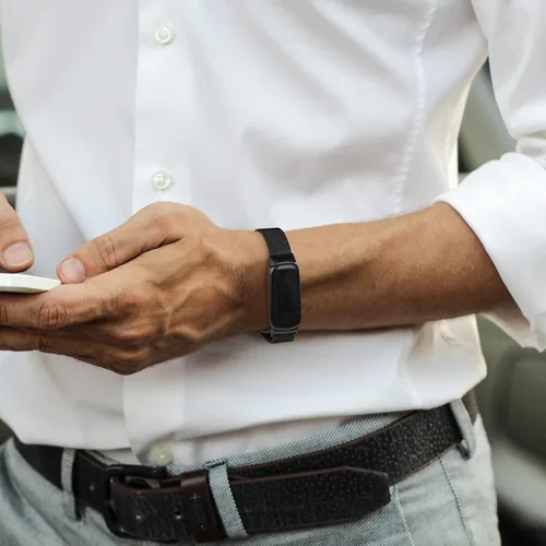 Miniatura 5 de Correa de metal para Fitbit Luxe para mujeres y hombres, correa de repuesto magnética ajustable de malla de acero inoxidable compatible con Fitbit