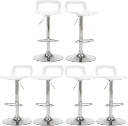Miniatura 11 de Juego de 2 taburetes de bar, taburetes de bar giratorios de plástico ajustables, taburetes modernos con respaldo abierto y reposapiés, taburetes