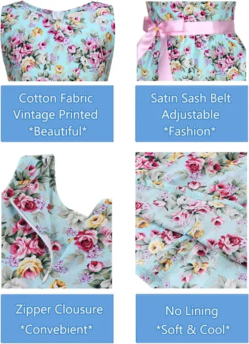 Miniatura 4 de Vestido de verano para niña, de algodón, con diseño floral