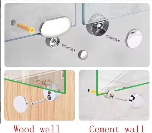 Miniatura 6 de Clips de espejo, clip de cristal flotante de aleación de zinc, soporte de espejo redondo montado en la pared, espejo de baño, hoja de soporte