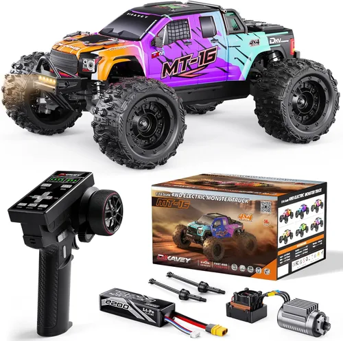 Miniatura 10 de 1/16 80km/h Camión RC sin escobillas 4WD, Coches de control remoto todo terreno actualizables con batería 3S, Camión RC todoterreno rápido Rojo