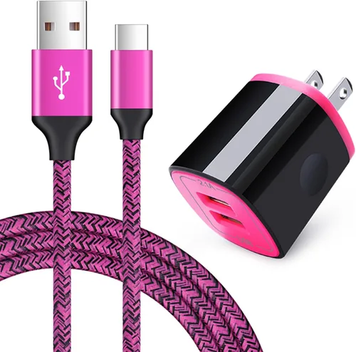 Cargador USB tipo C, adaptador de corriente de pared de 2 puertos + cable de carga rápida USB C de 6 pies para Samsung Galaxy S25 S24 S23 S22 S21