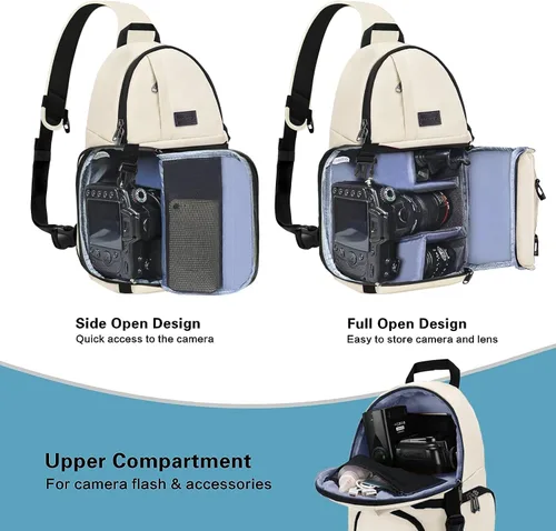 Miniatura 2 de MOSISO Bolsa para cámara DSLR/SLR/SLR/sin espejo, mochila para cámara fotográfica a prueba de golpes con soporte para trípode e inserciones Beige