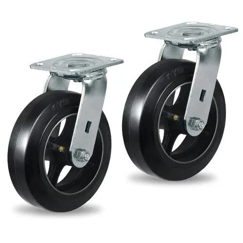 Miniatura 45 de Ruedas industriales de 5 x 2 pulgadas, rueda de goma en hierro fundido, juego de 4 ruedas resistentes con capacidad de hasta 1800 libras