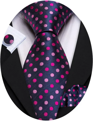 Barry.Wang Corbatas de seda para hombre, diseño de lunares, gemelos cuadrados de bolsillo, gemelos para negocios, boda