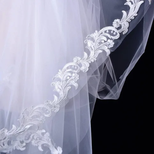 Miniatura 7 de velo de novia de tul suave con longitud catedral para mujer 1 nivel con peine 350cm