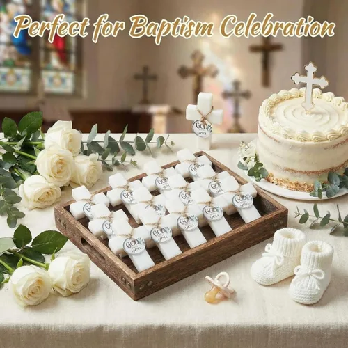 Miniatura 7 de 24 piezas de regalos de bautismo para invitados, jabón cruzado, regalos de jabón de baby shower, jabones perfumados, regalos de primera comunión