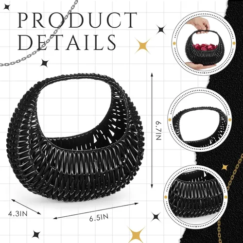 Miniatura 2 de Taiyin Paquete de 3 cestas de mimbre de mimbre de paja de media luna con asa, ideal para boda, niña, picnic, almacenamiento de jardín y decoración