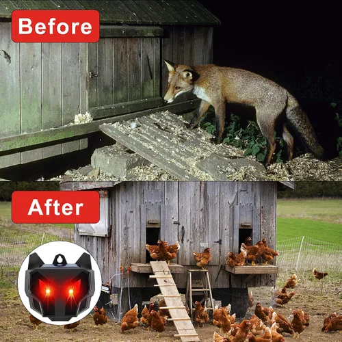 Miniatura 6 de Phosooy Repelente solar de animales, juego de 4 centinelas disuasorias de animales con luces LED rojas parpadeantes que ahuyentan mapache, ciervo