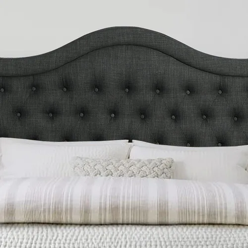 Miniatura 4 de Rosevera Turin Linen - Cama tapizada con paneles con cabecero ajustable con botones para dormitorio, tamaño Queen, carbono