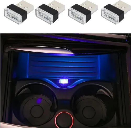 Miniatura 15 de Dickno 7 PCS Lámpara de Ambiente Interior de Coche LED USB, Mini Luz Nocturna LED Portátil, Kit de Iluminación Ambiental de Maletero con Interfaz