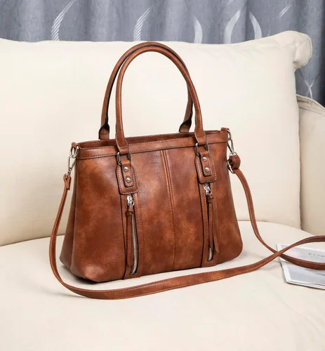 Miniatura 5 de Monederos de cuero para mujer, bolso cruzado de gran capacidad, bolso de hombro negro
