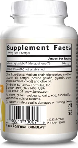 Miniatura 10 de Jarrow Formulas MK-7 90 mcg - Forma bioactiva de vitamina K2 - 60 porciones (cápsulas blandas) - para la salud ósea y cardiovascular - Suplemento