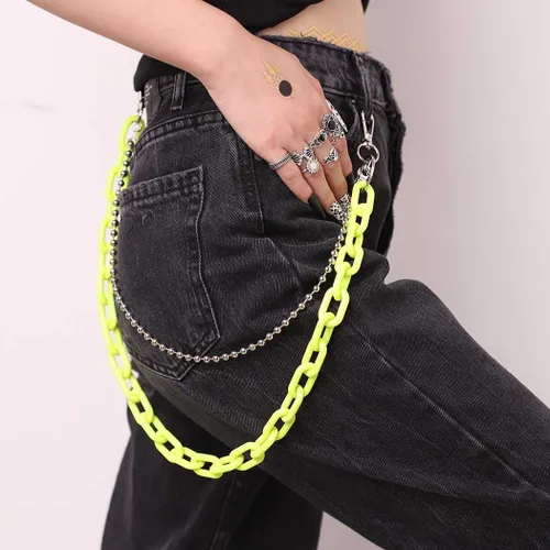 Miniatura 2 de Pantalones de mezclilla de hip hop, cadena, estilo gótico, punk, gótico, para hombres, cadena de eslabones para mujer, cartera gruesa y gruesa