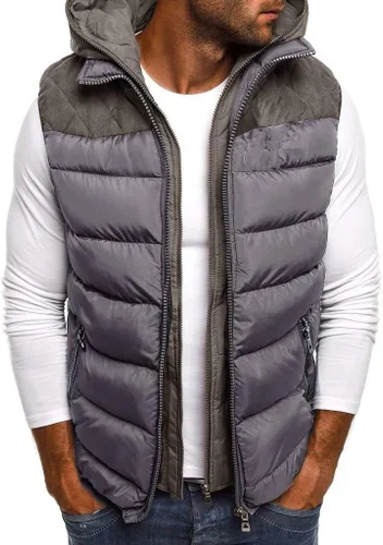 Miniatura 2 de Chaleco para hombre, acolchado de invierno, cálido, con cuello alto, impermeable, con capucha