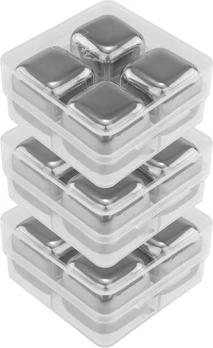 Miniatura 2 de Cubos de hielo refrigerantes reutilizables de acero inoxidable para whisky, vino y bebidas - Juego de 12
