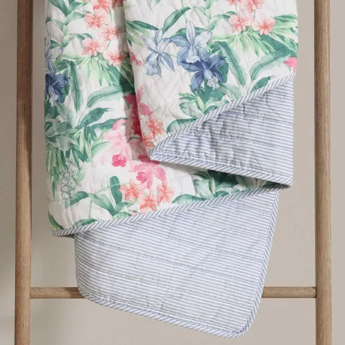 Miniatura 8 de Tommy Bahama - Juego de edredón tamaño Queen, ropa de cama reversible de algodón costero con fundas a juego, juego de ropa de cama botánica colorido