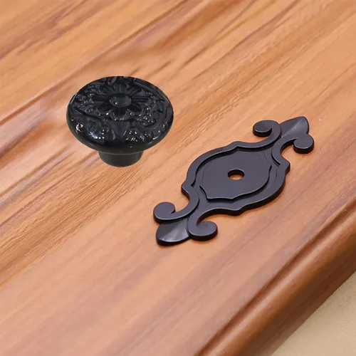 Miniatura 4 de HUAMULAN Paquete de 10 pomos de cerámica retro vintage para aparador, cocina, pétalos, tiradores de armario, cajón, base negra, placa trasera
