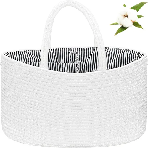 Miniatura 11 de ABenkle Organizador de Pañales - Cesta de Almacenamiento de Cuerda de Algodón para Artículos Esenciales del Bebé, Regalo de Baby Shower para Niños