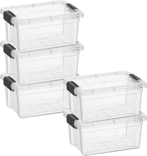Miniatura 18 de Superio Cajas de almacenamiento transparentes con tapas, contenedores de plástico de 2.5 cuartos de galón para organizar, cajas apilables, sin BPA