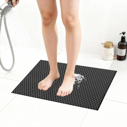 Miniatura 13 de Alfombrilla de ducha extra grande antideslizante, alfombrilla de baño de PVC de secado rápido y para bañera, diseño con agujeros de drenaje